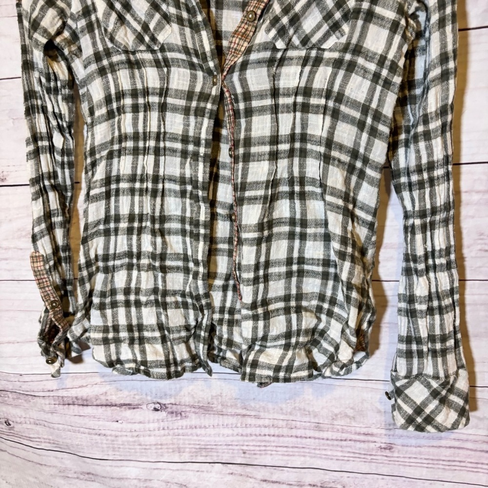 Free People Catch Up With Me Flannel Gingham Plaid Button-Up Shirt XS - Picture 7 of 7